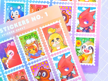 Animal Crossing Postage Stamps Sticker Sheet Design 1